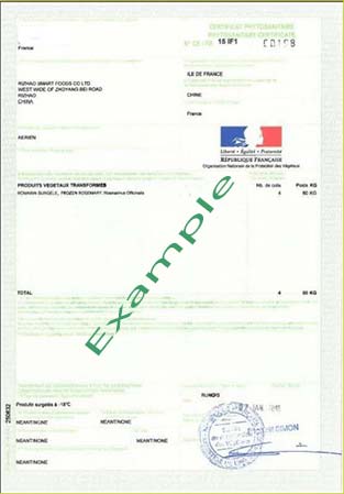 Phytosanitary certificate